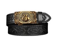 AGUTALITHIC Men Women Slide Ratchet Belt Embossed Black Strap Automatic Ratchet Buckle Engraved Animals of the Chinese Zodiac(105cm/41, Rabbit)