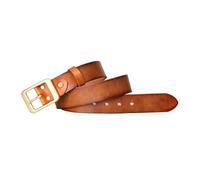 AGUTALITHIC Men's 38mm Classic Solid Brass Square Buckle Genuine Leather Belt, Casual Every Day Jeans Handmade Vintage Strap(115cm/45, Brown)