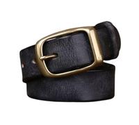 AGUTALITHIC Men's Vintage Genuine Cowhide Leather Casual Every Day Jeans Belts,33mm Handmade Distressed Strap with Gift Box(125cm/49, Black)