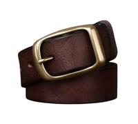 AGUTALITHIC Men's Vintage Genuine Cowhide Leather Casual Every Day Jeans Belts,33mm Handmade Distressed Strap with Gift Box(125cm/49, Coffee)