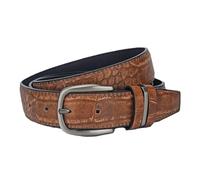 AGUTALITHIC Mens Womens Crocodile Pattern Distressed PU-Leather Embossed Belt Double Row Stitch Waist Strap with Prong Buckle(125cm/49, Brown)