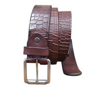 AGUTALITHIC Mens Womens Crocodile Pattern Leather Belt 1 1/2" (38 Mm) Waist Strap with Heavy Duty Single Prong Roller Buckle(105cm/41, Coffee)
