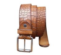 AGUTALITHIC Mens Womens Crocodile Pattern Leather Belt 1 1/2" (38 Mm) Waist Strap with Heavy Duty Single Prong Roller Buckle(130cm/51, Brown)
