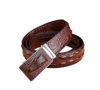 AGUTALITHIC Ratchet Alligator Belt with Full Grain Leather for Dress & Casual with Adjustable Buckle Engraved Crocodile Head(115cm/45, Coffee)