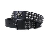 AGUTALITHIC Studded Belt Engraved Spider and Cone Spikes Studs-Punk Rock Goth Metal Rivet Cowhide Leather Strap for Women/Men(125cm/49, Black)