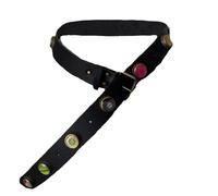 AGUTALITHIC Studded Belt for Women Men Metal Punk Rock Leather Strap with Vintage Inspired Bottle Caps Rivets for Jeans Pants(115cm/45, D)