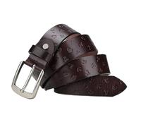 AGUTALITHIC Thicken Full Grain Leather Men Women Embossed Belt Heavy Duty Engraved Anchor Pattern Strap High Hardness Buckle(110cm/43, Coffee)