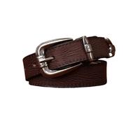 AGUTALITHIC Women Embossed Stitching Skinny Belt,Engraved Floral Silver Buckle,2.4cm Wide Thin Leather Strap for Jeans Pants(115cm/45, Coffee)