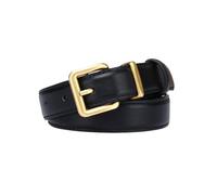 AGUTALITHIC Women Handmade Stitching Skinny Belt for Jeans Dress Pants 2.4cm Thin Leather Waist Strap with Square Gold Buckle(100cm/39, Black)