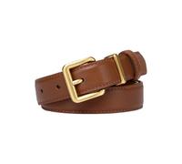 AGUTALITHIC Women Handmade Stitching Skinny Belt for Jeans Dress Pants 2.4cm Thin Leather Waist Strap with Square Gold Buckle(100cm/39, Brown)