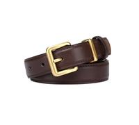 AGUTALITHIC Women Handmade Stitching Skinny Belt for Jeans Dress Pants 2.4cm Thin Leather Waist Strap with Square Gold Buckle(100cm/39, Coffee)