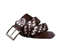 AGUTALITHIC Women Men Studded Leather Belt, Punk Rock Bright Circle Rectangle Rivet Strap Accessories for Jeans Pants Dresses(125cm/49, Coffee)