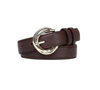 AGUTALITHIC Women Stitching Leather Belt for Jeans Dresses Fashion Unique Circular Shape Gold Buckle Ladies 2.4cm Waist Strap(100cm/39, Coffee)