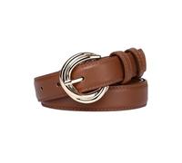 AGUTALITHIC Women Stitching Leather Belt for Jeans Dresses Fashion Unique Circular Shape Gold Buckle Ladies 2.4cm Waist Strap(100cm/39, Brown)