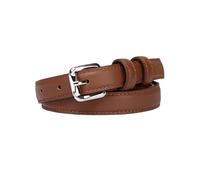 AGUTALITHIC Women Stitching Leather Skinny Belt for Jeans Pants Dress 1.8cm Wide Thin Strap with Bright Silver Roller Buckle(100cm/39, Brown)
