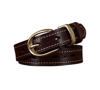 AGUTALITHIC Women's 2.3cm Skinny Stitching Leather Belt for Jeans Pants Fashion Ladies Thin Strap with Heavy Duty Gold Buckle(100cm/39, Coffee)