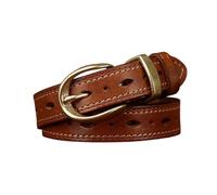 AGUTALITHIC Women's 2.3cm Skinny Stitching Leather Belt for Jeans Pants Fashion Ladies Thin Strap with Heavy Duty Gold Buckle(100cm/39, Brown)