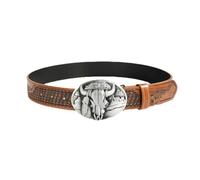 AGUTALITHIC Women's Men's Western Embossed Belt with Vintage Medieval Turquoise Engraved Buckle Cowgirl Cowboy Leather Strap(110cm/43, K)