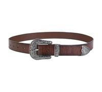 AGUTALITHIC Women's Men's Western Embossed Belt with Vintage Medieval Turquoise Engraved Buckle Cowgirl Cowboy Leather Strap(130cm/51, A)
