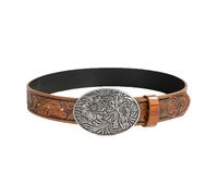 AGUTALITHIC Women's Men's Western Embossed Belt with Vintage Medieval Turquoise Engraved Buckle Cowgirl Cowboy Leather Strap(120cm/47, M)