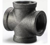 AGUTEA Black 4-Way Cross Fitting Connector, Malleable Iron Fittings with Threaded Holes, Vintage Industrial Decorative Pipe Fitting Stands, Tables, Furniture (3/4 INCH) (Pack of 1)