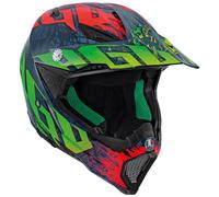 AGV AX-8 Carbon Nohander Motocross Helmet, red-green, size 2XS for Men