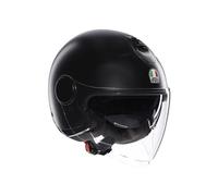 AGV - ETERES E2206, Jet Unisex Motorcycle Helmet, Open Face Motorbike Helmet with Antitheft Ring, Anti-Scratch and Anti-UV Visor, Instant Sweat Absorption Technology, Matt Black, M