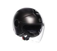 AGV - ETERES E2206, Jet Unisex Motorcycle Helmet, Open Face Motorbike Helmet with Antitheft Ring, Anti-Scratch and Anti-UV Visor, Instant Sweat Absorption Technology, Matt Asfalto Grey, L