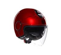 AGV - ETERES E2206, Jet Unisex Motorcycle Helmet, Open Face Motorbike Helmet with Antitheft Ring, Anti-Scratch and Anti-UV Visor, Instant Sweat Absorption Technology, Corsa Red, S