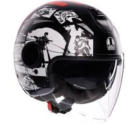 AGV Eteres History Jet Helmet, black-white-red, size L for Men
