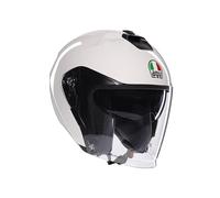 AGV - IRIDES E2206, Motorbike Open Face Helmet, Motorcycle Jet Helmet Unisex with Anti-Scratch and UV-Protective Visor, Materia White, L