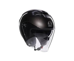 AGV - IRIDES E2206, Motorbike Open Face Helmet, Motorcycle Jet Helmet Unisex with Anti-Scratch and UV-Protective Visor, Asfalto Grey, XS