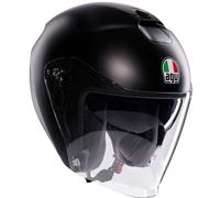 AGV - IRIDES E2206, Motorbike Open Face Helmet, Motorcycle Jet Helmet Unisex with Anti-Scratch and UV-Protective Visor, Matt Black, L