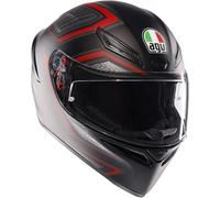 AGV - K1 S E2206, Full-face Motorbike Helmet, ECE, Racing Style with Spoiler, Air Intakes and Scratch Resistant Visor, 190° Field of View, with Intercom Ready, Sling Matt Black/Red, Unisex, M