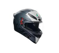 AGV - K1 S E2206, Full-face Motorbike Helmet, ECE, Racing Style with Spoiler, Air Intakes and Scratch Resistant Visor, 190° Field of View, with Intercom Ready, Grey, M