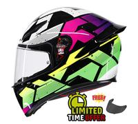 AGV K1-S Punkpulse Black / Purple / Lime - Free Dark Visor Motorcycle Motorbike
