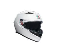 AGV - K3 E2206 MPLK, Full-face ECE Motorcycle Helmet with Spoiler and Scratch Resistant UV Visor, with Interphone Ready, Mono White, Unisex, M