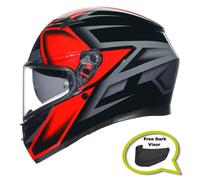 AGV K3 Motorcycle Motorbike Helmet Compound - Black/Red (Free Dark Visor)