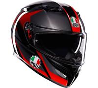 AGV K3 Striga Helmet, black-grey-red, size M for Men