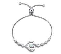 Agvana Infinity Bracelet for Women, 925 Sterling Silver October Birthstone Opal Bracelet, Adjustable Love Heart Bracelet, Fine Jewellery Gift for Her Wife Mom Anniversary Birthday Gift
