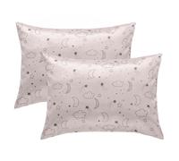 Agvdg 2 Pack Toddler Pillow Cases Covers Satin Pillowcase Envelope Closure Cot Bed case Lightweight Breathable Soft for Baby Boys Girls Travel (Clouds Stars Moon Beige)(49x36cm)