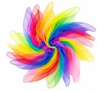 Agvdg 24 Pack Rainbow Chiffon Dance & Juggling Scarves 60cm x 60cm Neat Hemmed Floating Fabric Scarves 12 Assorted Colours for Adult Dance Classes Stage Shows Carnival Party Decor