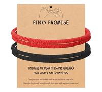 Agvdg 2Pcs Matching Couple Bracelets - Adjustable Rope (Red/Black), Anniversary/Birthday/Valentine’s Day Gifts, Good Luck Jewelry for Long Distance Boyfriend Girlfriend