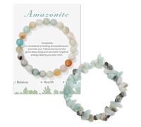 Agvdg 2Pcs Natural Bead Stone Crystal Bracelets for Women Girls,Adjustable Stretch Gemstone Beaded Bracelets,Anxiety Bracelet,for Lady Daughter Granddaughter Niece Best Friend