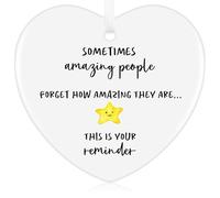 Agvdg Friendship Gifts, 1Pcs Heart Shaped Ceramic Ornament, Sometimes People Forget How Amazing They Are,Good Luck Proud of You Thinking of You Gifts Inspirational Star Style
