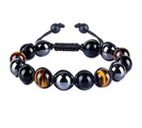Agvdg Mens Obsidian Tiger Eye Stone Bracelet Triple Protection Bracelets Adjustable Bracelet Hematite Crystal Bracelet Crystal Jewelry