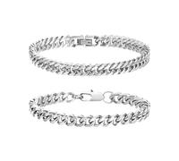 Agvdg Mens Silver Bracelet, 8mm Titanium Steel Geometric Bracelet for Men, 21cm Adjustable with Secure Clasp, Classic Durable Bracelet for Boyfriend, Lover, Daily Wear & Gift