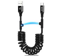 AGVEE 1.5ft Coiled USB-A to USB-C Cable [USB-IF Certified] Carplay