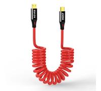 AGVEE 1.6ft Coiled USB-C to Micro USB Charger Cable [USB-IF Certified] 2A Fast Charging Data Sync Cord for Xbox One PS4 Controller, Kindle, Old Android Phone, Red