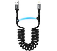 AGVEE 2 Pack 3ft Coiled USB-A to Lightning Cable [MFI Certified] Carplay